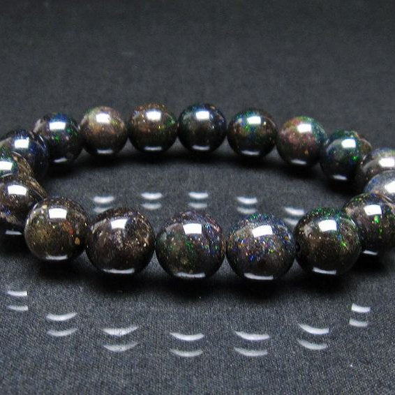 ブラックオパール ブレスレット 12mm 一点物 111-38001