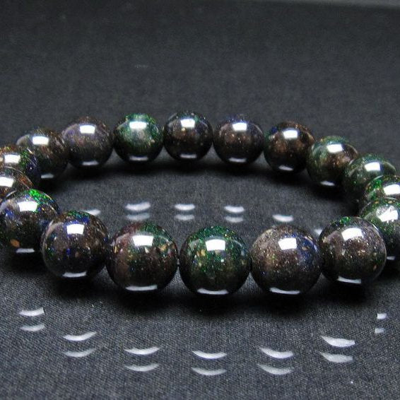 ブラックオパール ブレスレット 12mm 一点物 111-38002