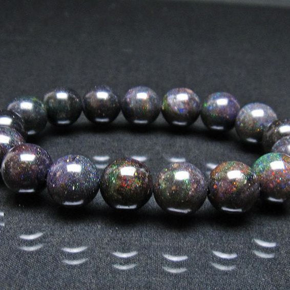ブラックオパール ブレスレット 12mm 一点物 111-38003