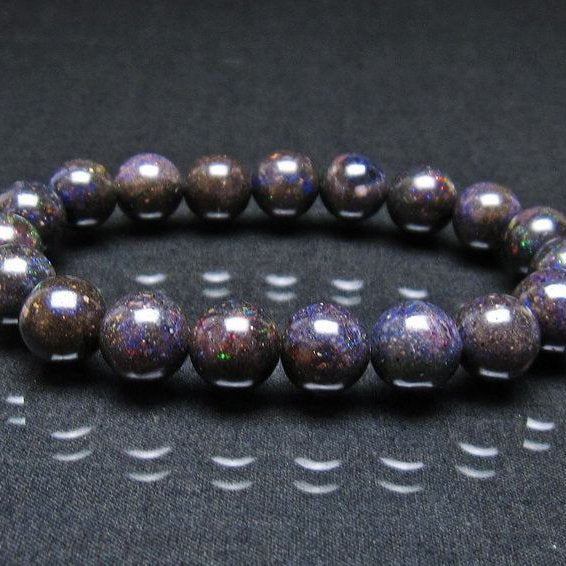 ブラックオパール ブレスレット 11mm 一点物 111-38007