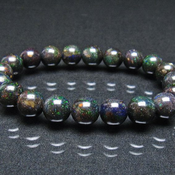 ブラックオパール ブレスレット 10mm 一点物 111-38012