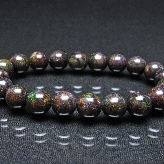 ブラックオパール ブレスレット 10mm 一点物 111-38018