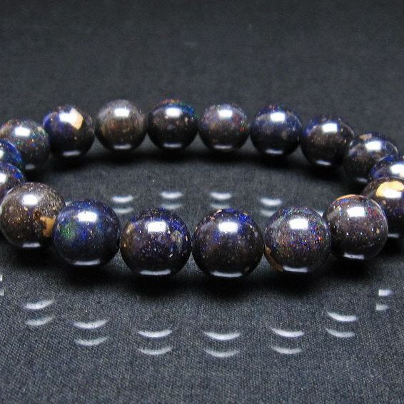 ブラックオパール ブレスレット 11mm 一点物 111-38021