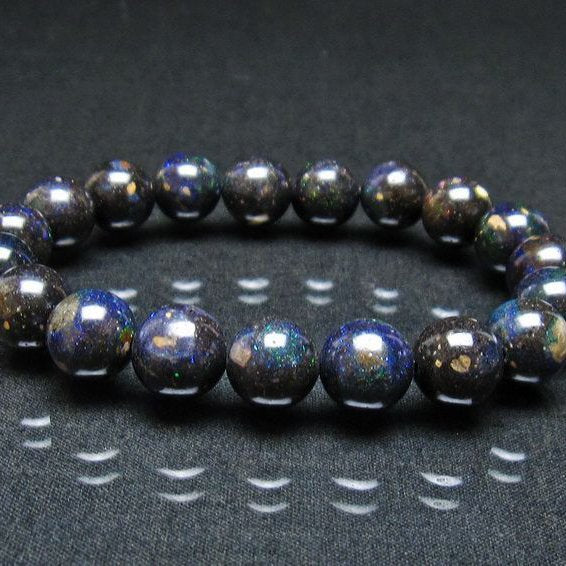 ブラックオパール ブレスレット 11mm 一点物 111-38022