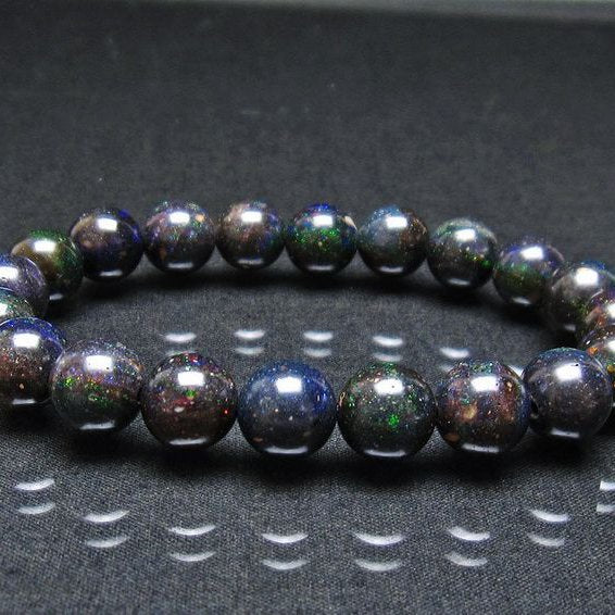ブラックオパール ブレスレット 10mm 一点物 111-38024