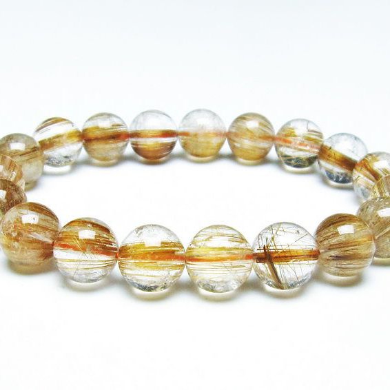 ルチルクォーツ ブレスレット キャッツアイ 11mm 一点物 111-38593