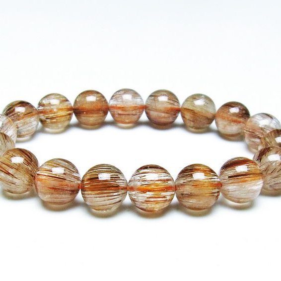 【一点物】透明高 タイチンルチルクォーツ キャツアイルチル 12mm 天然石 ルチルクォーツ ブレスレット キャッツアイ 12mm 一点物 111-38594