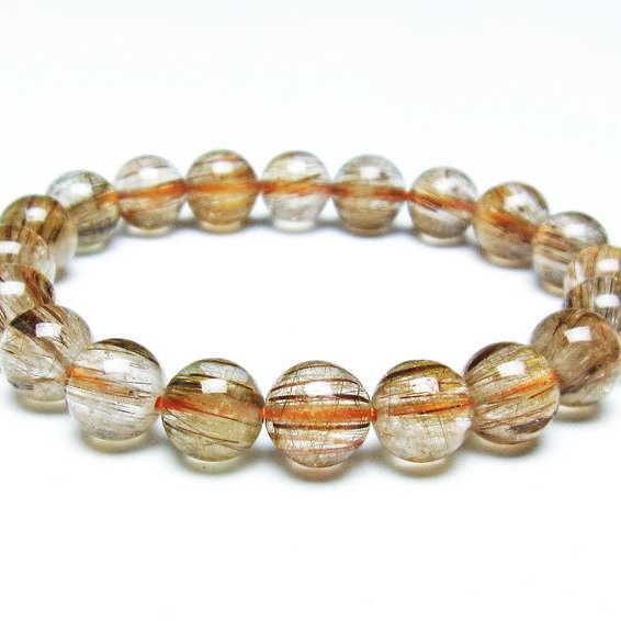 ルチルクォーツ ブレスレット キャッツアイ 10mm 一点物 111-38608