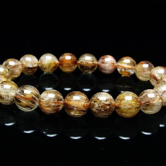 ルチルクォーツ ブレスレット キャッツアイ 10mm 一点物 メール便可 [M