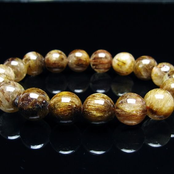 ルチルクォーツ ブレスレット キャッツアイ 11mm 一点物 メール便可 [M