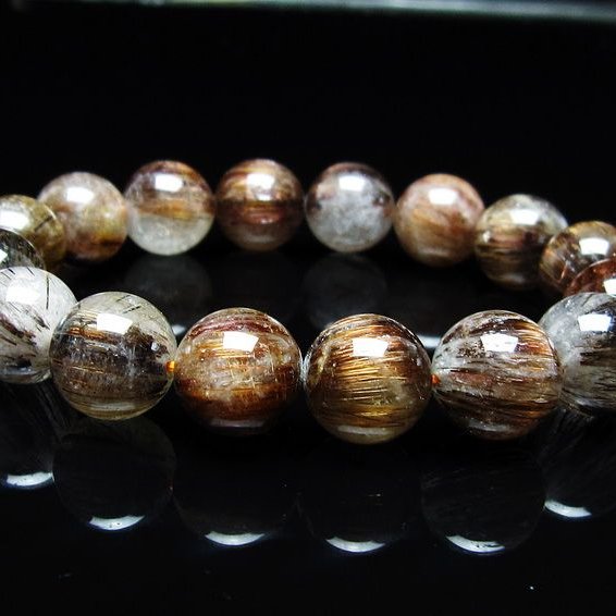 キャッツアイルチルクォーツ ブレスレット 14mm 16cm 天然石 金運 ルチルクォーツ ブレスレット キャッツアイ 14mm 一点物 メール便可 [M