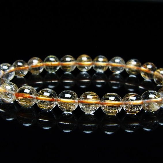 ルチルクォーツ ブレスレット キャッツアイ 8mm 一点物 メール便可 [M