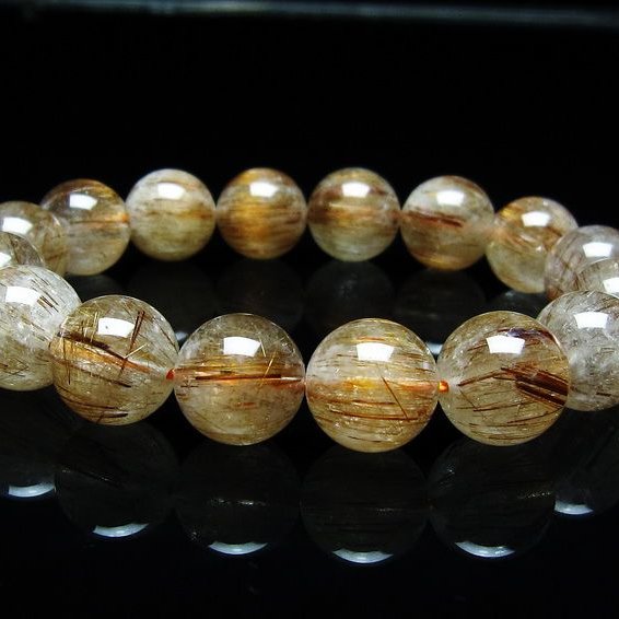 ルチルクォーツ ブレスレット キャッツアイ 13mm 一点物 メール便可 [M