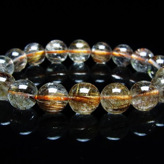 ルチルクォーツ ブレスレット キャッツアイ 11mm 一点物 メール便可 [M