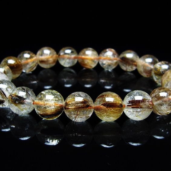 ルチルクォーツ ブレスレット キャッツアイ 10mm 一点物 メール便可 [M