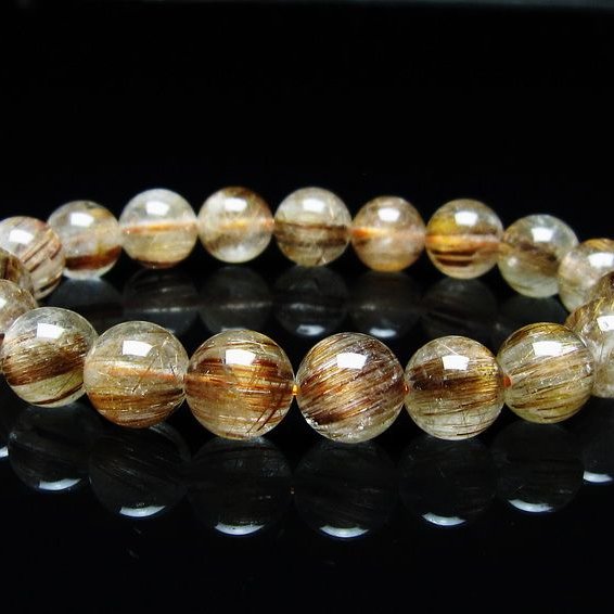 ルチルクォーツ ブレスレット キャッツアイ 11mm 一点物 メール便可 [M