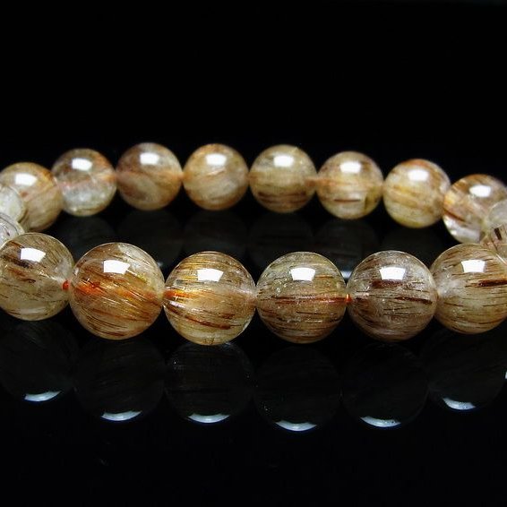 ルチルクォーツ ブレスレット キャッツアイ 11mm 一点物 メール