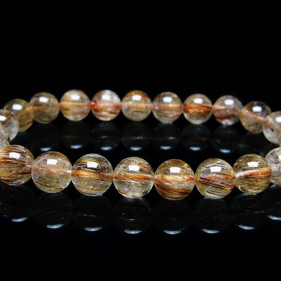 ルチルクォーツ ブレスレット キャッツアイ 8mm 一点物 メール便可 [M 