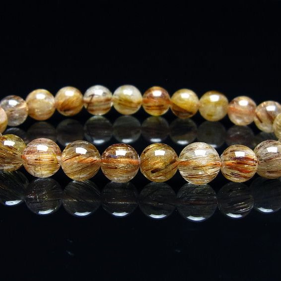 キャッツアイルチルクォーツブレスレット　7mm台 ルチルクォーツ ブレスレット キャッツアイ 7mm 一点物 メール便可 [M