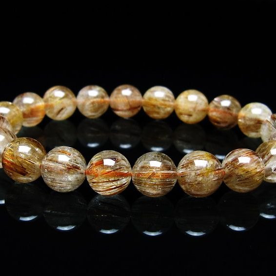 ルチルクォーツ ブレスレット キャッツアイ 9mm 一点物 メール便可 [M