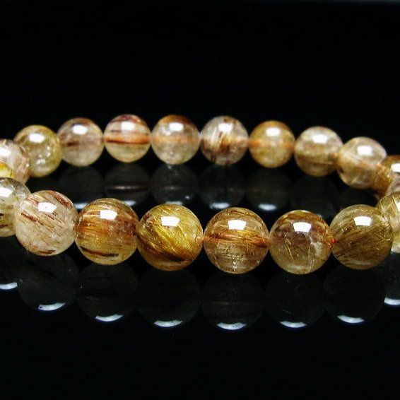 ルチルクォーツ ブレスレット キャッツアイ 10mm 一点物 メール便可 [M