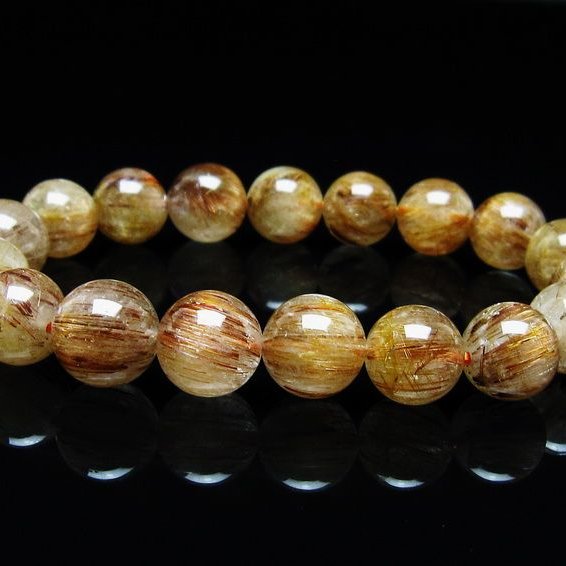 ルチルクォーツ ブレスレット キャッツアイ 11mm 一点物 メール便可 [M