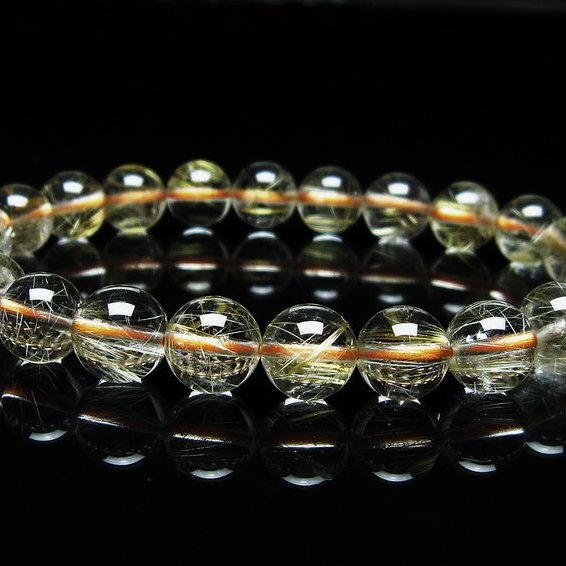 ルチルクォーツ ブレスレット 9mm タイチンルチル ブレスレット メール