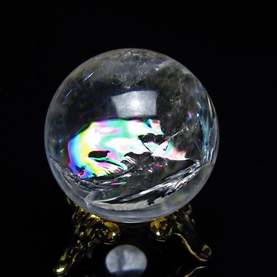 アイリスクォーツ 水晶 丸玉 虹入り 24mm 水晶玉 スフィア 球 置物