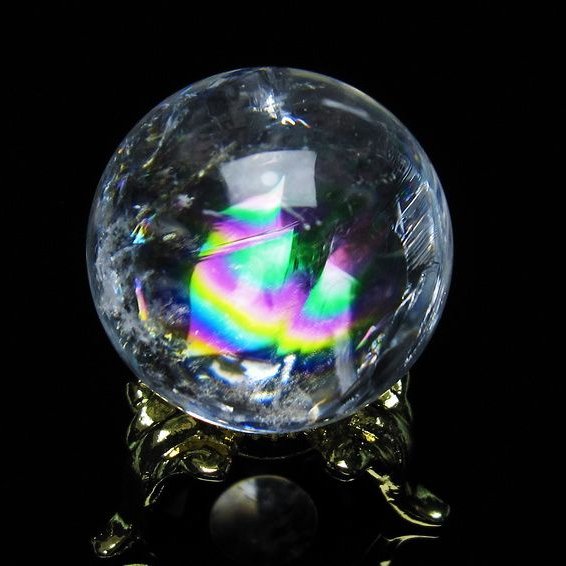 アイリスクォーツ 水晶 丸玉 虹入り 28mm 水晶玉 置物 スフィア 141-6925