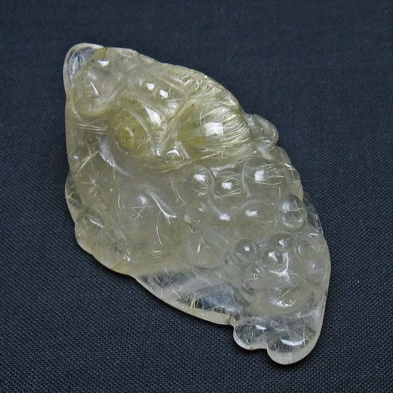 タイチンルチルクォーツ 手彫り 置物 キンセン 金蟾 一点物 145-1680
