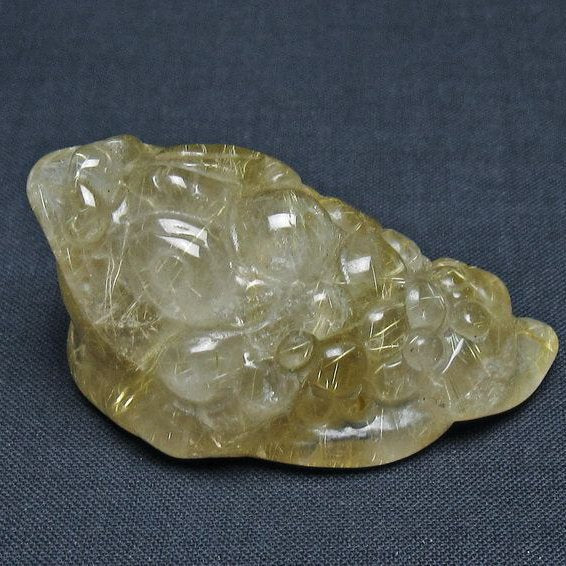タイチンルチルクォーツ 手彫り 置物 キンセン 金蟾 一点物 145-1682
