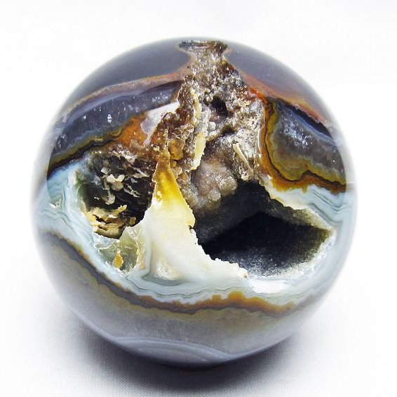 アゲート 笑口丸玉 ブラジル産 76mm ジオード スフィア 一点物