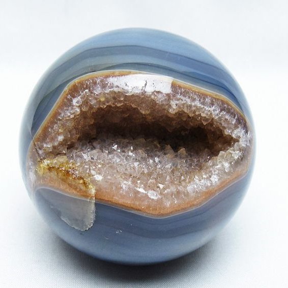 アゲート 笑口丸玉 ブラジル産 80mm ジオード スフィア 一点物 151-8272