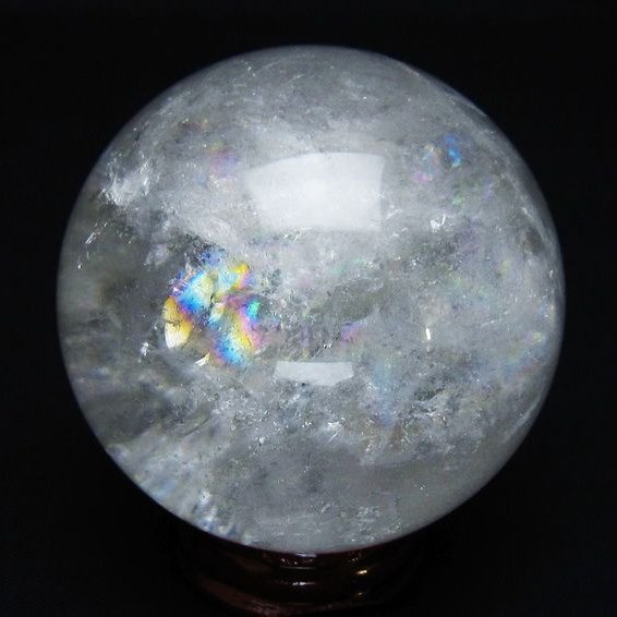 水晶 丸玉 虹入り 60mm スフィア 置物 水晶玉 一点物 151-8706