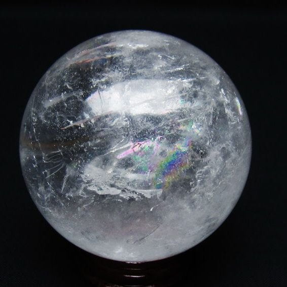 水晶 丸玉 虹入り 61mm スフィア 置物 水晶玉 一点物 151-8727 [sold
