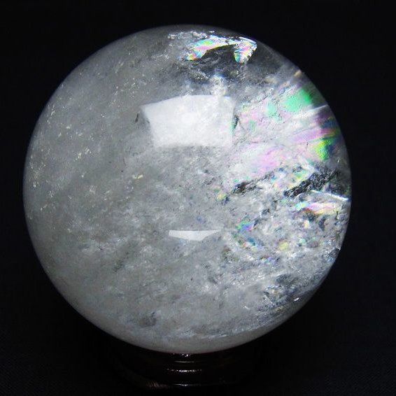 水晶 丸玉 虹入り 61mm スフィア 置物 水晶玉 一点物 151-8744 
