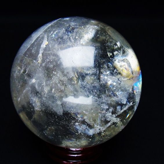 水晶 丸玉 虹入り 63mm スフィア 置物 水晶玉 一点物 151-8763 