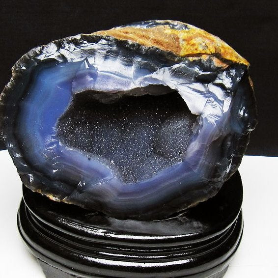 1.4Kg アゲート ジオード 原石 置物 台座付属 瑪瑙 メノウ 晶洞 一点物