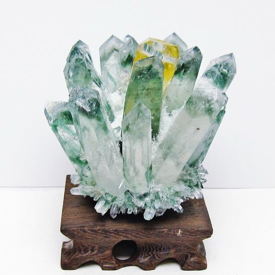 緑水晶 クラスター 原石 置物 台座付属 一点物 182-7352