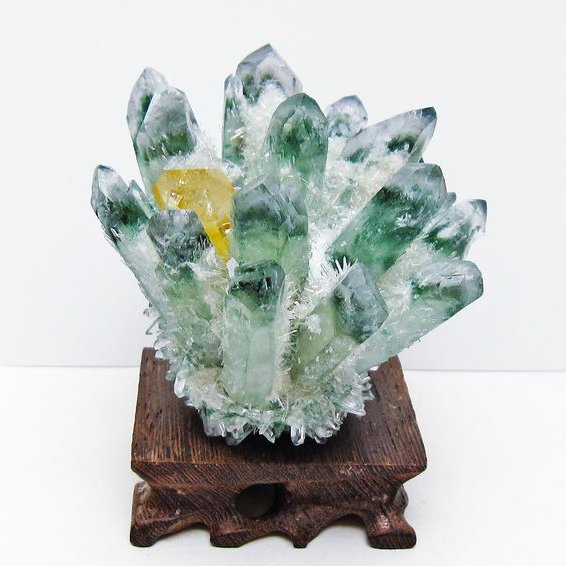 緑水晶 クラスター 原石 台座付属 一点物 182-7376