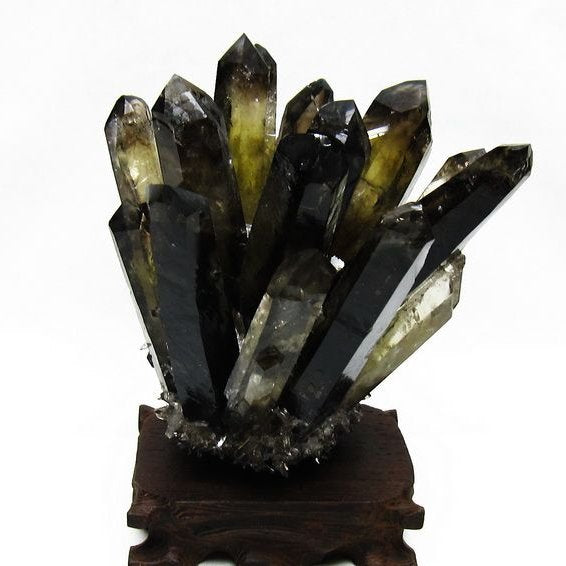 モリオン クラスター 黒水晶 原石 台座付属 一点物 182-8413 【sold