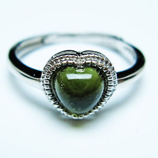 モルダバイト リング 指輪 ハート 11号 フリーサイズ 一点物 199-455