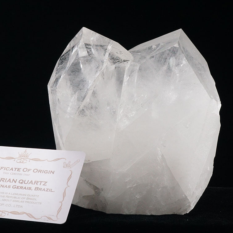 1.5Kg レムリアンシード 水晶 クラスター 原石 ツインクリスタル ブラジル ミナスジェライス州 コリント産 証明書付属 一点物 282-396