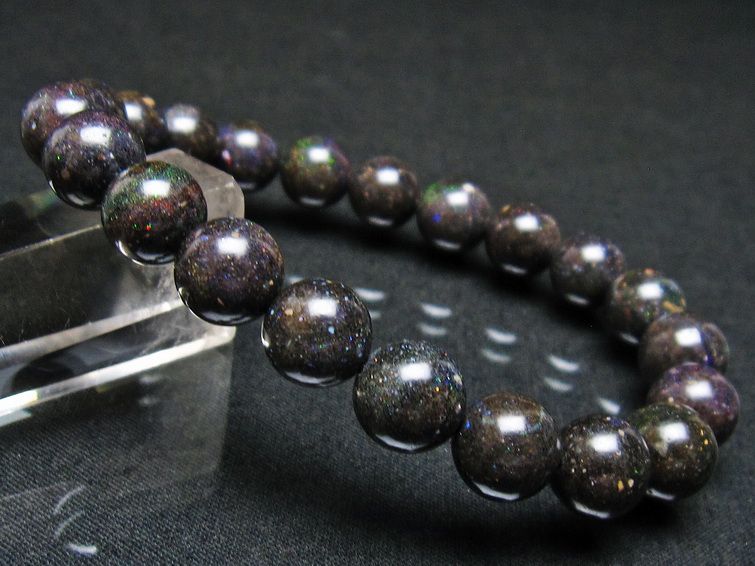 ブラックオパール ブレスレット 10mm 一点物 111-37535