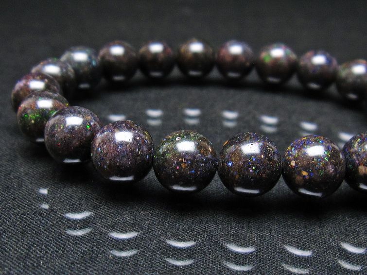 ブラックオパール ブレスレット 10mm 一点物 111-37535