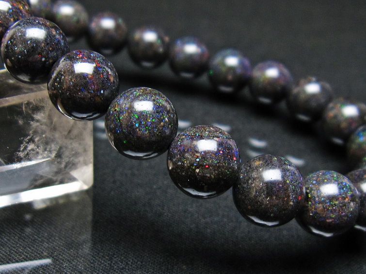ブラックオパール ブレスレット 10mm 一点物 111-37539
