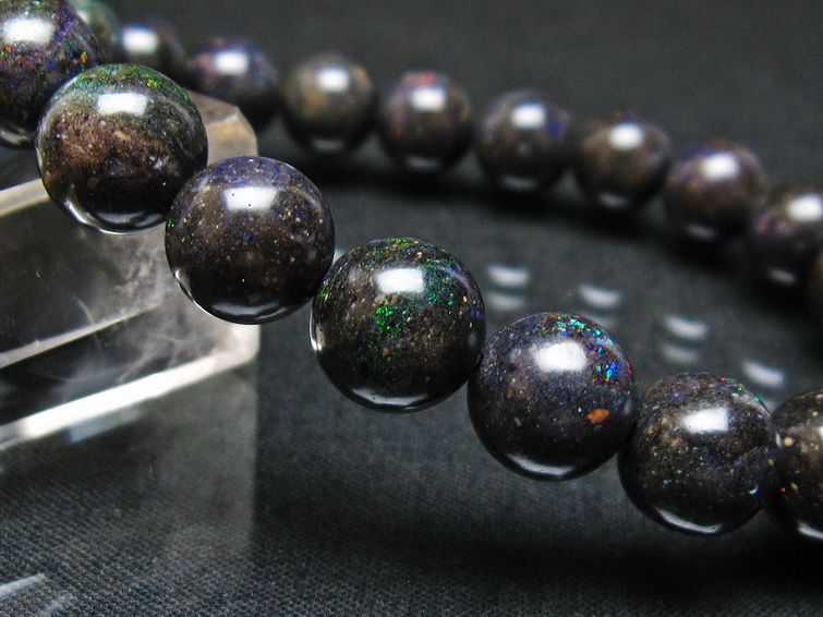 ブラックオパール ブレスレット 10mm 一点物 111-37541