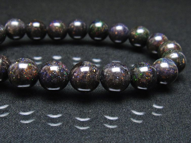 ブラックオパール ブレスレット 10mm 一点物 111-37541