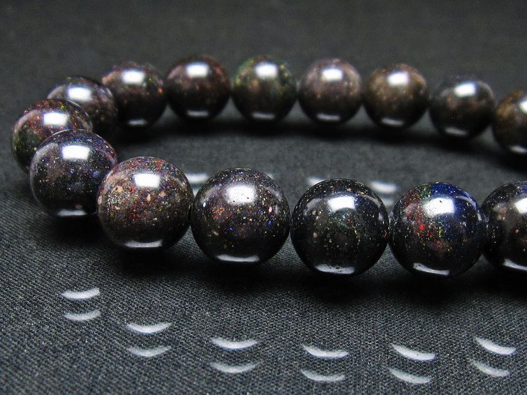 ブラックオパール ブレスレット 11mm 一点物 111-37543