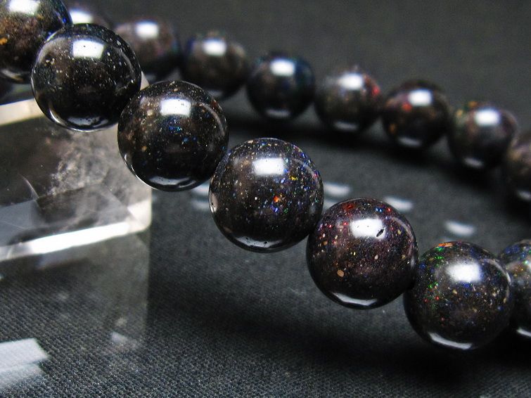 ブラックオパール ブレスレット 11mm 一点物 111-37548